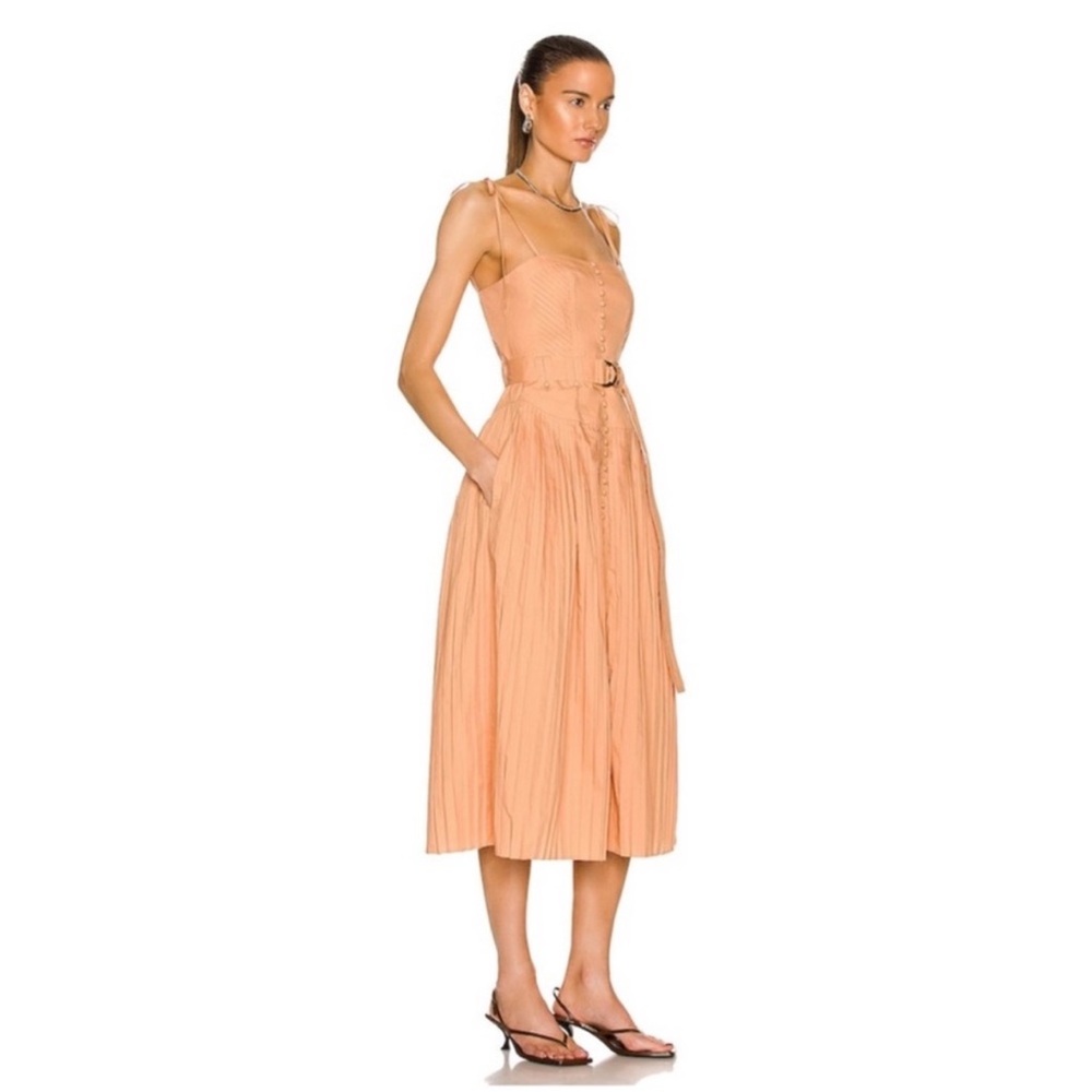 Ulla Johnson Cosette Belted Midi Dress in Pale Coral size 6 - Picture 4 of 9